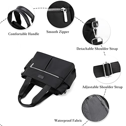 PORRASSO Crossbody Bag Women Shoulder Bag Nylon Multi-pocket Handbag Tote Ladies Satchel for Travel Work Daily Use Brown4