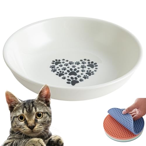 Ceramic Cat Bowl Whisker Friendly – Wide Shallow Cat Food