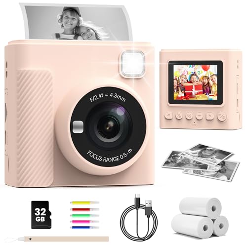 Image of TIATUA Kids Instant Print Camera, 1080P HD Video Digital Toy, Brown
