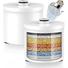 2Pack Filtered Shower Head with Filters, High Pressure 6 Spray Modes Rain ShowerHead for Hard Water, Remove 99.99% Chlorine, Heavy Metals for Healthier Skin Hair