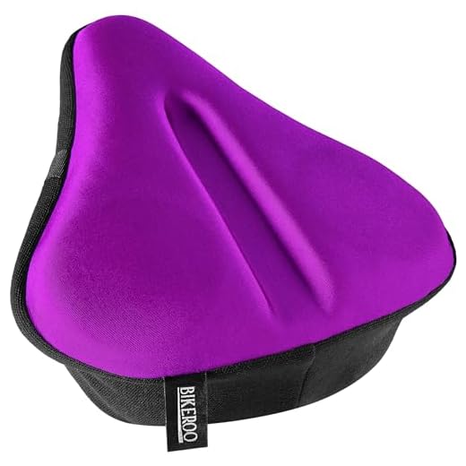 Bikeroo Large Bike Seat Cushion - Wide Gel Soft Pad Most Comfortable Exercise Bicycle Saddle Cover for Women and Men - Fits Spin and Stationary Bikes