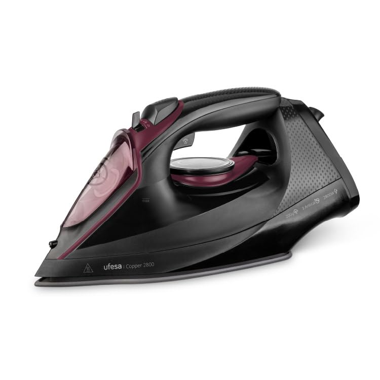 Ufesa Plancha de Vapor Copper, Potencia 2800W, Golpe de Vapor 200g, Vapor Continuo 40g/min, Suela Cerámica, Sistema Antical 3 en 1, Antigoteo, Planchado Vertical y en Seco