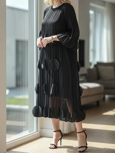 Plus Size Fall Dress for Women Round Neck Long Sleeve One Size Elegantly Casual Dresses4