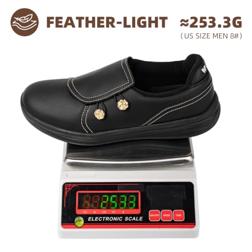 Image of LARNMERN Men's Non Slip Chef Shoes Slip On Leather Footwear