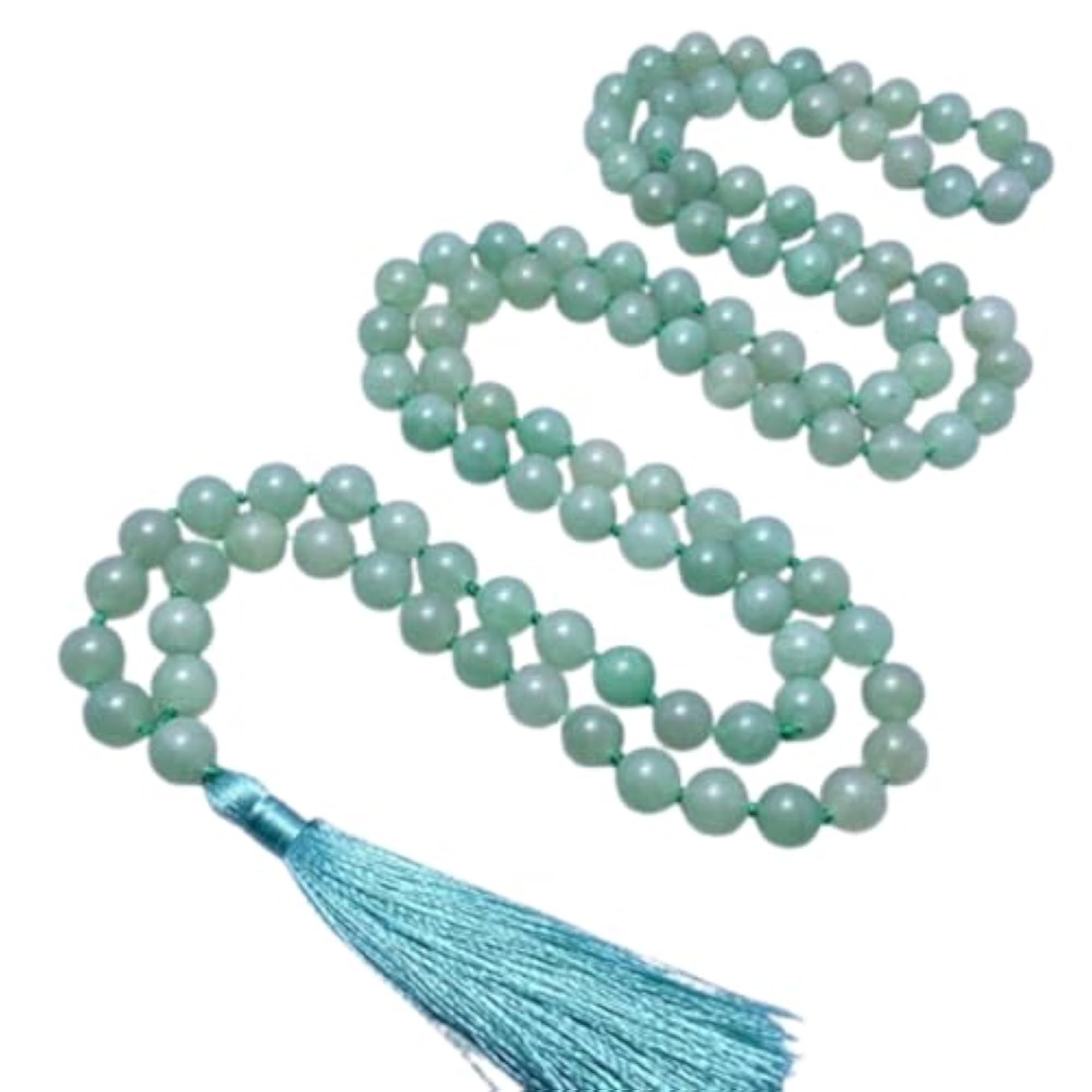 Natural Green Aventurine Beaded Prayer Mala, Meditation Necklace