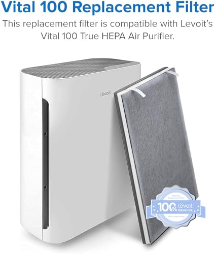 Image of LEVOIT Vital 100 Replacement Filter, Genuine Air Purifier Filter, High-Efficiency Activated Carbon for Removal of Smoke, Odor, Allergens, Pollen,Vital 100-RF, White, 2 count (Pack of 10)