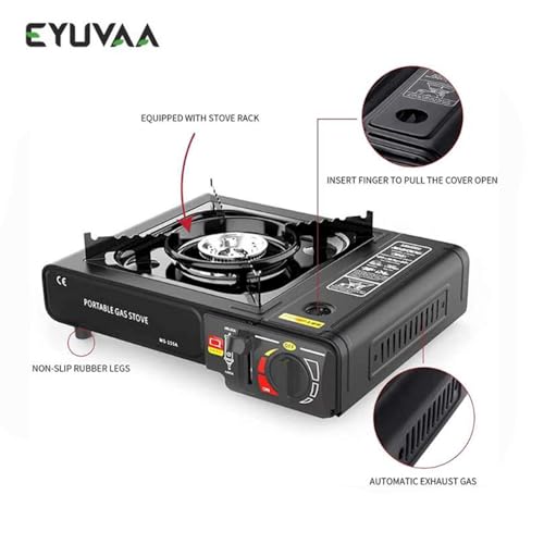 Image of EYUVAA LABEL Portable Gas Stove for Travel with Carrying Case| Dual Fuel Camping Stove for LPG & Butane Cylinder| Compact Cooking Stove for Indoor, Outdoor Camping, Hiking & Emergency Use