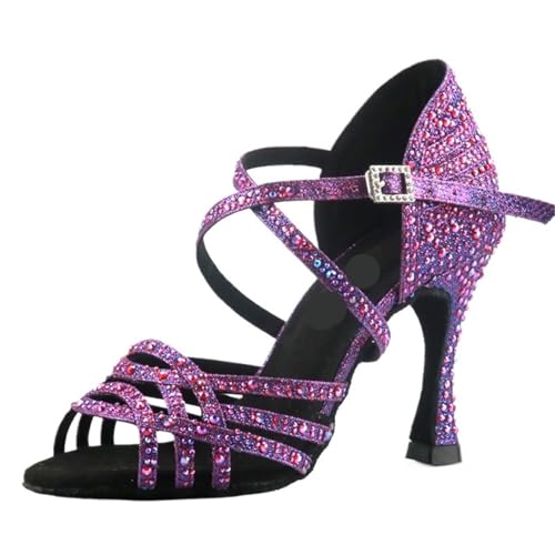 Chaussures de Danse Latine Haute Couture avec Strass et Talon 9 cm