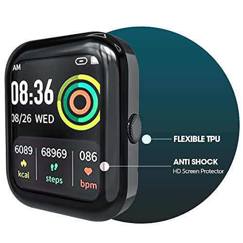 Image of Sounce Protective Case Cover Compatible Noise Color Fit Pulse Grand /Noise ColorFit Caliber Overall Protective Case TPU HD Clear Ultra-Thin Cover with Unbreakable Screen Guard - Black