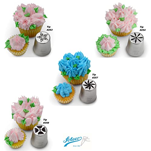 Ateco One Step Flower Tube Includes Stainless Steel, 15-Piece Russian Tip Set, Silver #TOP2