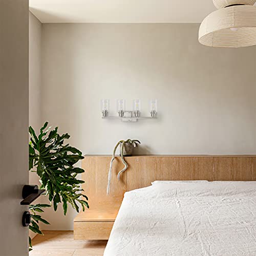 FILIMITIY 4-Light Bathroom Light Fixtures, Brushed Nickel Vanity Light with Clear Glass Shade, Modern Wall Sconce for Mirror Bedroom Hallway Farmhouse Kitchen by FILIMITIY - Image 5