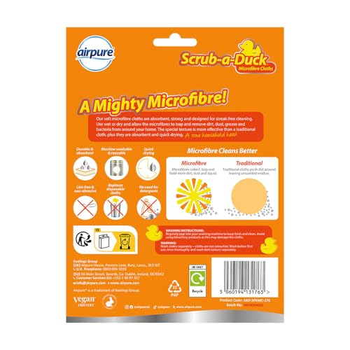 airpure Scrub-a-Duck® Microfibre Cloths (3 Pack) | Quick & Easy to Use | Removed Dirt, Dust & Grease |Machine Washable & Reusable - Image 3