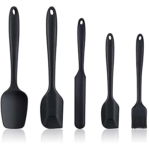 WTING Silicone Spatulas Set,Set of 5 Non-Stick Heat Resistant Baking Tools Kitchen Utensils,for Cooking, Baking and Mixing