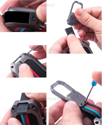 Image of Premium Metal Car Key Case Cover Compatible with Tata Harrier EV Electric 2025 / 2026 8 Button Smart Key Only (Black)