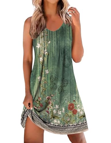 Image of Ekouaer Nightgowns for Women Sleeveless Sleep Shirt Tank Night Gown V Neck Chemise Pleated Night Shirt Soft Sleep Dress