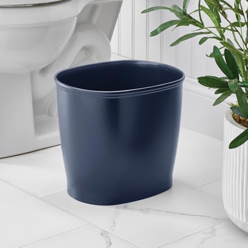 Image of iDesign Slim Plastic Bathroom Trash Can, 2-Pack, Navy | Small Garbage Bin, For Bedroom, Office, Desk, Dorm