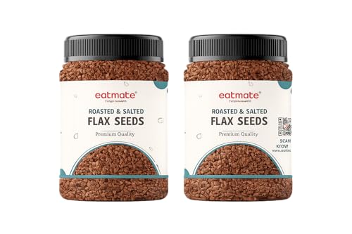 Image of Eatmate Roasted Flax Seeds (Alsi) Pack of 2 | 1 Kg Each Jar | Total 2 Kg | Ready to Eat | Omega-3 Source | High Fiber | Plant Protein | Healthy Snack for Salads, Smoothies & Daily Nutrition