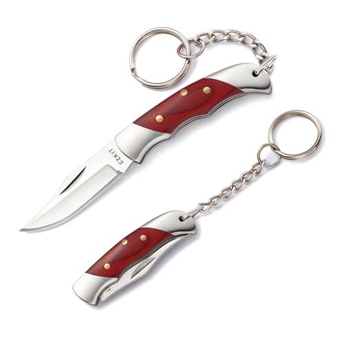 Image of Folding Pocket Knife with 1.5in D2 Stainless Steel and Wood Handle, 3.5in Total Length, Compact EDC Gear