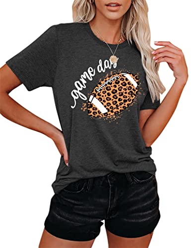 Game Day T Shirt Women Sunday Football Season Tee Vintage Bleached Shirt Letter Print Short Sleeve Top2