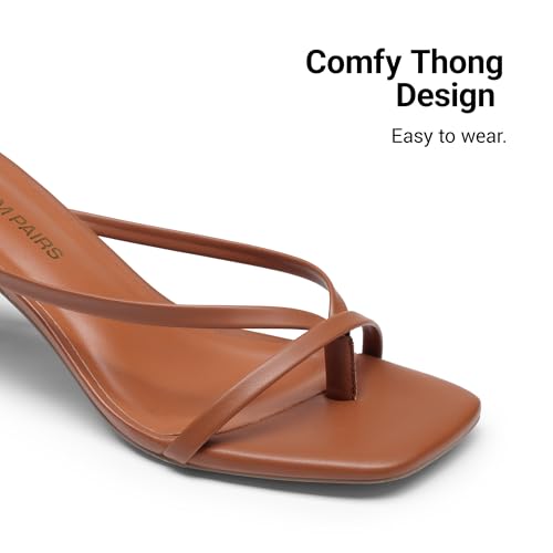 Image of DREAM PAIRS Kitten Heels for Women Flip Flops Slip on Low Heels Open Square Toe Thong Heeled Strappy Sandals Slides Comfortable Dress Shoes