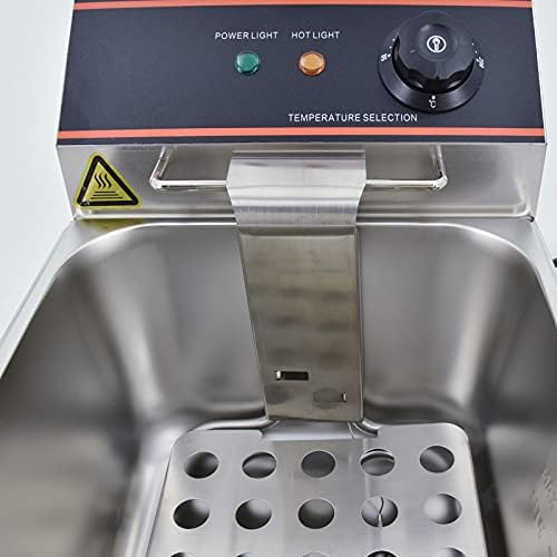 TAIMIKO Elektrische friteuse, 6 l, commerciële friteuse, professioneel, enkele tank, roestvrij staal, met 2 handgrepen, kunststof, 3000 W, 220 V-240 V, thermostaat 60-200 °C