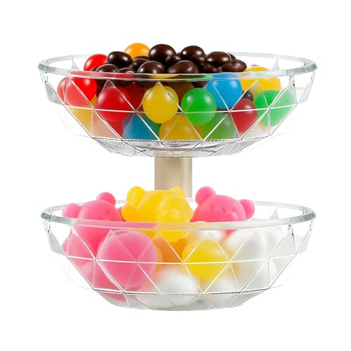 Tazón De Frutas Escalonadas: Plato De Caramelo Extraíble De 2 Niveles Con Tapa Para Nueces, Bocadillos, Papas Fritas, Condimento Y Organizador De Usos Múltiples, Servidor Candys Para Cocina, Despensa,