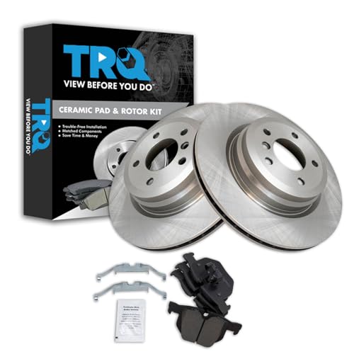 Image of TRQ Rear Brake Pad and Rotor Set Ceramic Compatible with 2006 BMW 330i 330xi 2007-2013 335i 335xi 335d 335is 335i xDrive 2013-2015 X1