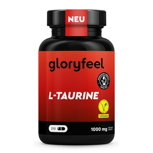 Taurin Kapseln - 1000mg L Taurin pro Tag - 210 vegane Kapseln für Sport & Fitness (2 Stück pro Tag) - Aminosäure Taurine - Pre Workout - Ohne Koffein - Amino Acid laborgeprüft