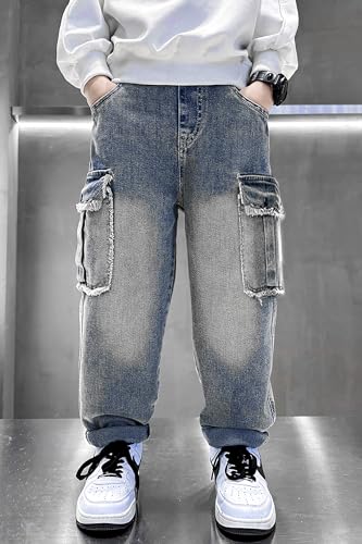 Rolanko Boys Baggy Jeans Elastic Straight fit Stretch Denim Pants Loose Kids Clothes 4-14 Years3