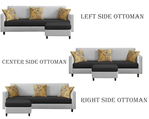 Image of Casaliving Premium Lifestyle Fabric 5 Seater L Shape Sofa Set 4 Seater Modern Sofa Set & Ottoman for Living Room (Black Grey Color)