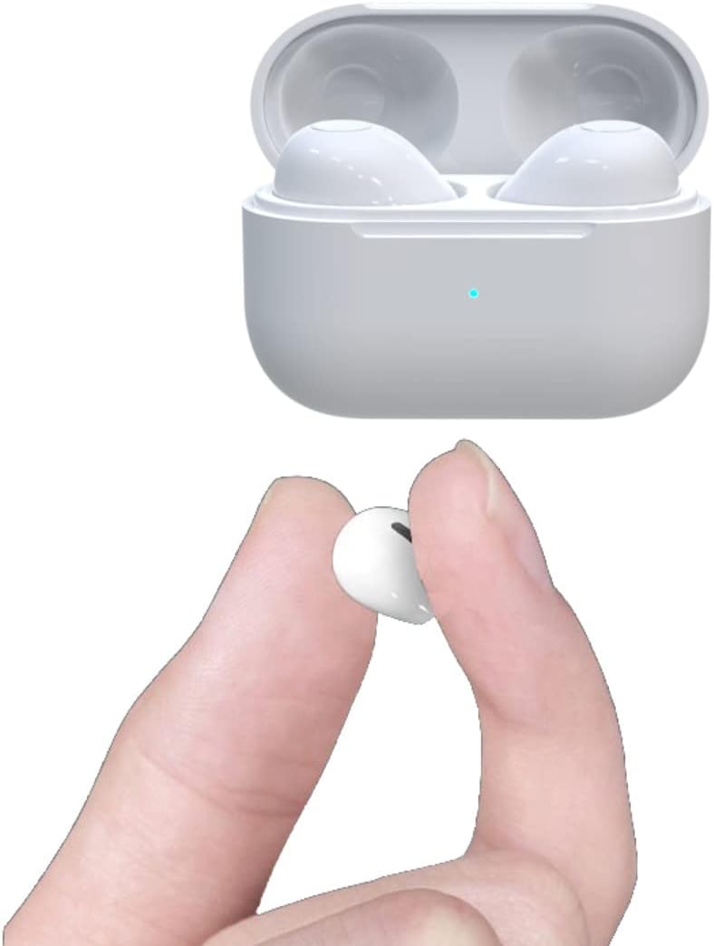 XBOSS PRO 4S+ Invisible Earbuds True Wireless Bluetooth Earphones 5.3 HiFi Stereo Noise Cancelling Small Mini Hidden Earbuds for Work, Sleep, Music, Audiobooks (White)