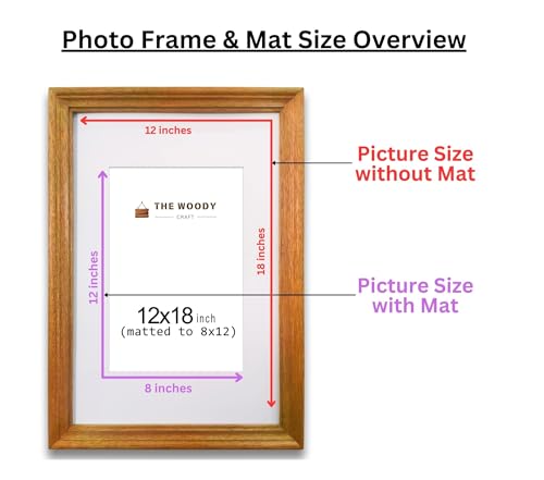 Image of 8 x 12 inch Wooden Photo Frame with Mat, Orange Photo Frame 8 x 12 inch with Mat or 12 x 18 inch without Mat for Wall Decoration, Gallery Walls, Best Wooden Photo Frames for Posters and Photos
