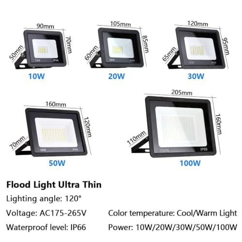 Projecteur LED 100W IP66 étanche avec éclairage blanc chaud - 2
