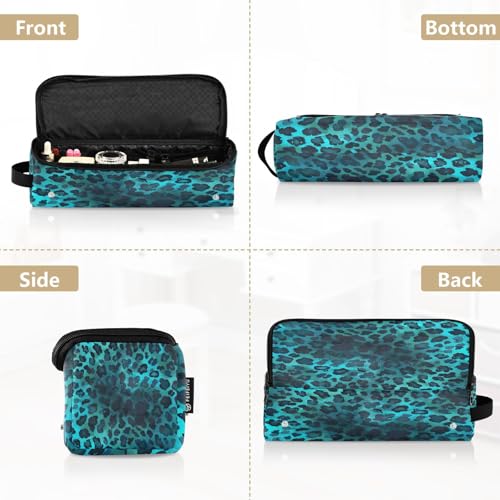 Blue Leopard Print Hair Tools Travel Bag and Heat Resistant Mat, organizador de herramientas para cabello miniatura 5