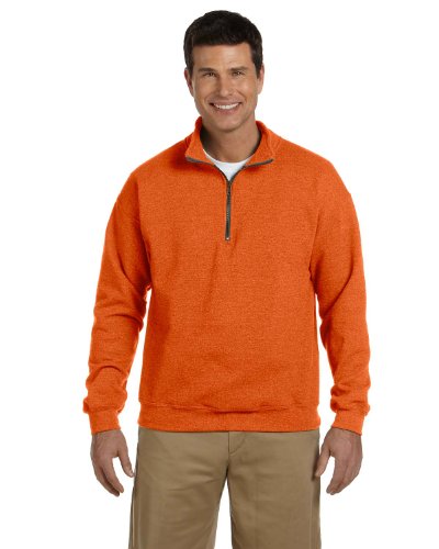 Gildan Mens Heavy Blend 8 Oz. Vintage Classic Quarter-Zip Cadet Collar Sweatshirt(G188)-Orange-S