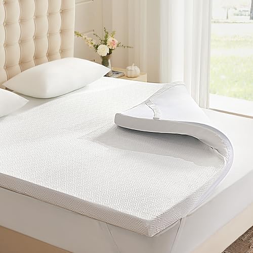 Image of Eiayeebil 2 Inch Memory Foam Mattress Topper Twin, Memory Foam Pad with Removable & Washable Cover, Bed Topper for Back Pain, Non-Slip Ventilated Design, Twin Size