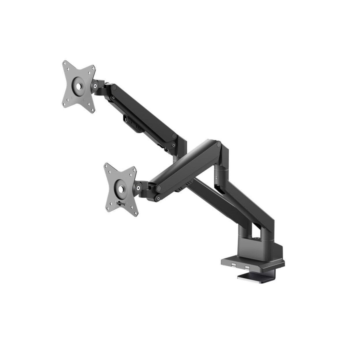 Goobay Supporto Doppio Monitor Con Molla A Gas Per Monitor Da 17 A 32 Pollici (43-81 Cm), Max. 9 Kg, Montaggio Semplice A Scatto Delle Braccia, Vesa 75/100 Mm, Nero, 70814 - 4