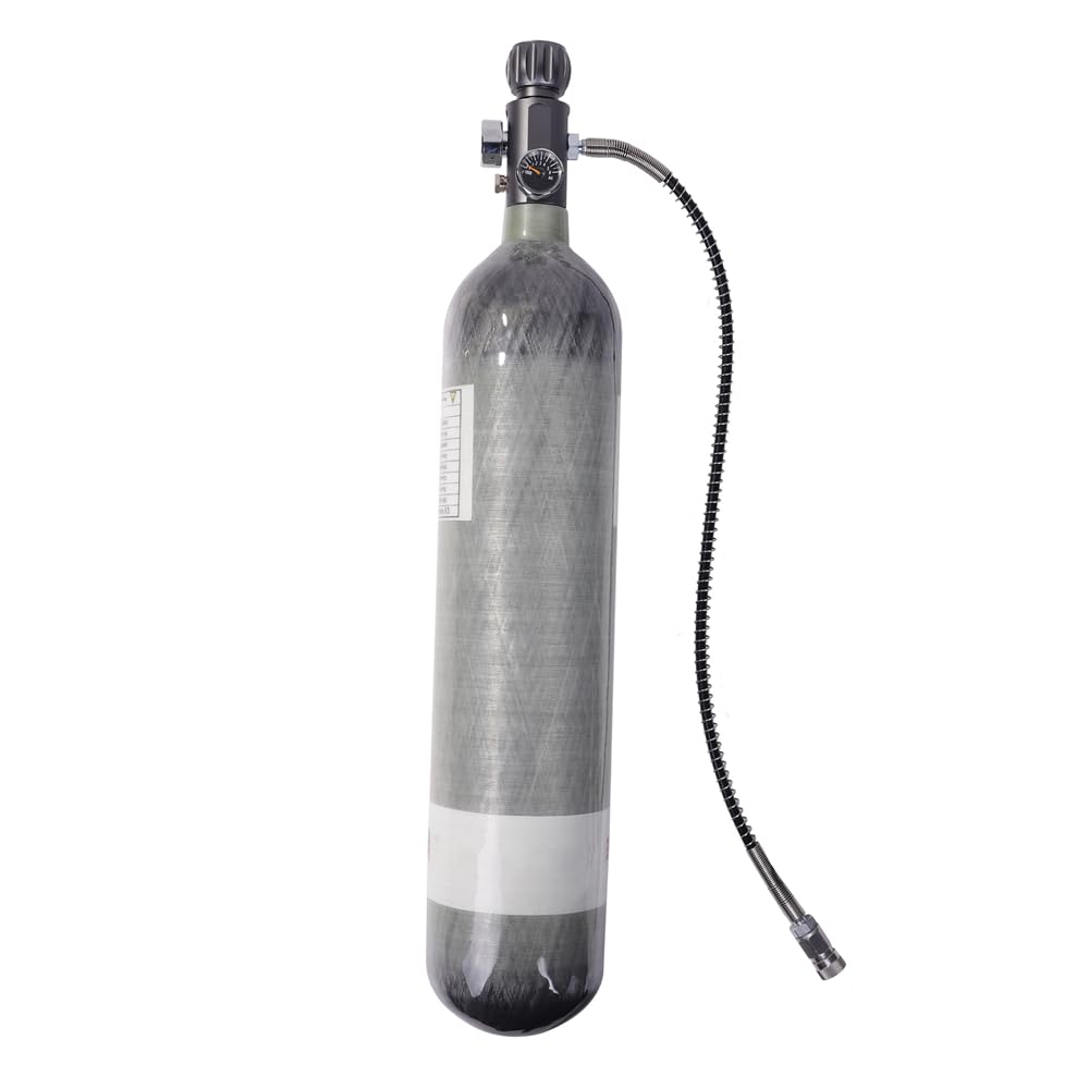 2L Carbon Fiber 300bar/4500psi High Pressure Pcp Airgun Charging Tank with Gauge Valve Air Filling Station