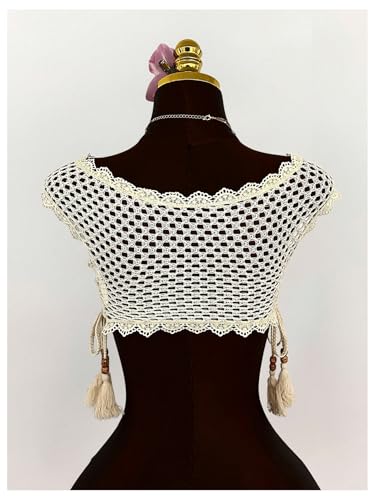 GORGLITTER Women's Crochet Lace Bikini Cover Up Hollow Out Sheer Tie Side Cropped Beach Tank Tops4