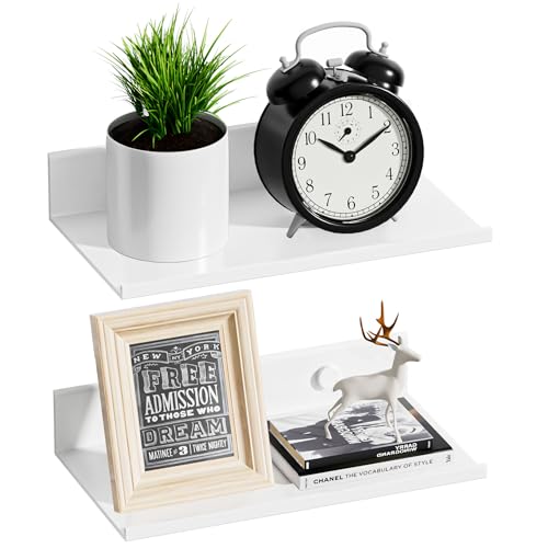 Wisfame Wandregal Weiß Ohne Bohren 2er Set, 20cm Metall Schweberegal Wand,...