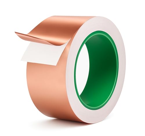 Jerhyun Copper Foil Tape, Cinta de Cobre Emi Conductora Por Ambos Lados para Protección de Plantas Exterior(50mmx20m)
