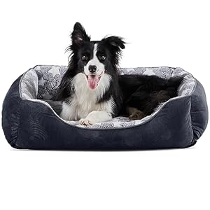 MIXJOY Large Dog Bed(76x61cm), Super Soft Cosy Rectangle Dog Beds, Grey Washable Pet Bed, Ideal for Doberman Pinscher, Sheltie, Border Collie, Australian Herding Dog