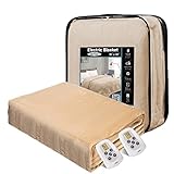 Heated Electric Blanket Throw Dual Control for King 90'' x 100'', 10 Heat Settings, 12 Hours Auto...