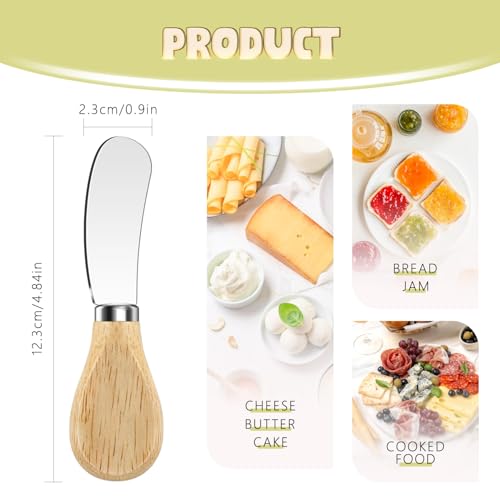 Butter Knife Spreader, Cheese Spreader Knives Set of 4, Stainless Steel Butter Knives with Wooden Handle, Small Cheese Knives for Cold Butter, Soft Cheese Spreader, Jam, Charcuterie, Pastry - Image 3