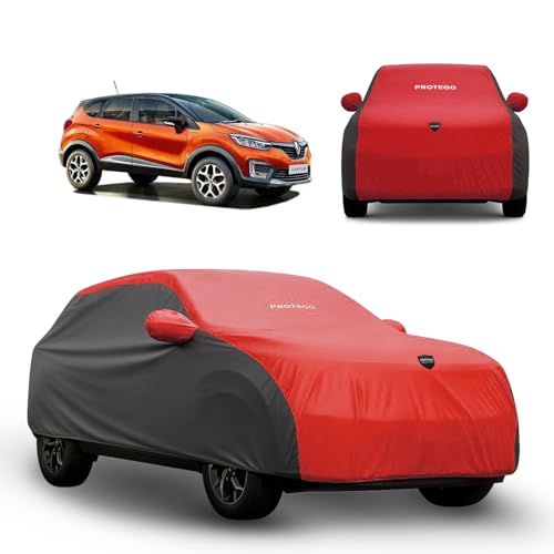 Image of PROTEGO Prime Series India's 1st Anti-Tear Car Cover for Renault Captur | Heavy-Duty, Custom Fit, All Weather Protection | 100% Waterproof, Windproof & Hail Resistant | 2-Year Warranty | Red + Black