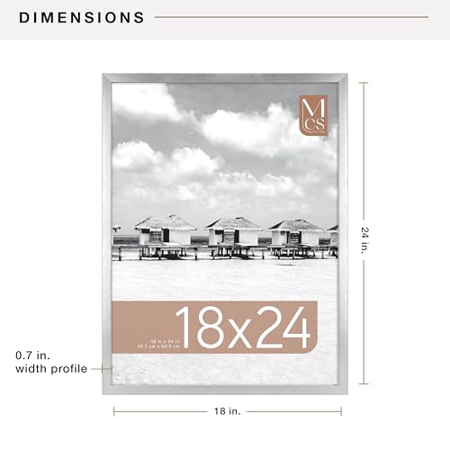 Image of MCS Foundation 18x24 Poster Frame Traditional Silver, Vertical & Horizontal Wall Hanging Large Picture Frame for Photos, Posters & Art Prints (1-Pack)