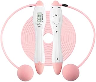 LTDOOIT Skipping Rope Adult Women Kids with Counter, Adjustable Ropeless Jump Rope Time Calorie Digital Counting, Speed Rope Skipping Rope for Fitness Exercise Workout Crossfit Boxing Pink