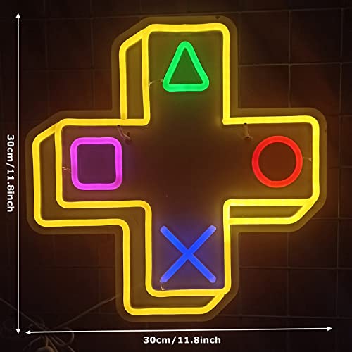 Gaming Neon Sign Lights For Bedroom Wall Decor With Usb Powered, 11.8"X 11.8" Led Game Neon Signs Light For Teen Boys Game Room Decor, Gamer Gifts, Man Cave, Halloween Christmas Decor #TOP4