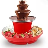 LumoLightトファウンテンマシン 3段 チョコレートタワー 電動 レッド チョコレートファウンテン DIYチョコレートスプレータワーホットポット マシュマロ フルーツ ミニホットチョコレートフォンデュ デザート お菓子づくり チョコまみれ お手入れ簡単 誕生日パーティー、結婚式、家族の集まり、クリスマス、ハロウィンなどの家庭用 (レッド) [並行輸入品]
