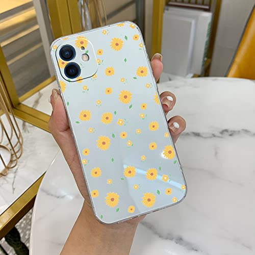 Coque transparente fleurs pour iPhone 11 12 13 Pro Max en silicone souple